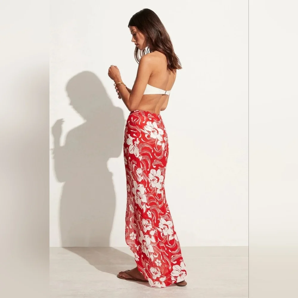 NWT Faithfull the Brand Lulu Maxi Skirt Camara Floral Print Red - Picture 2 of 6